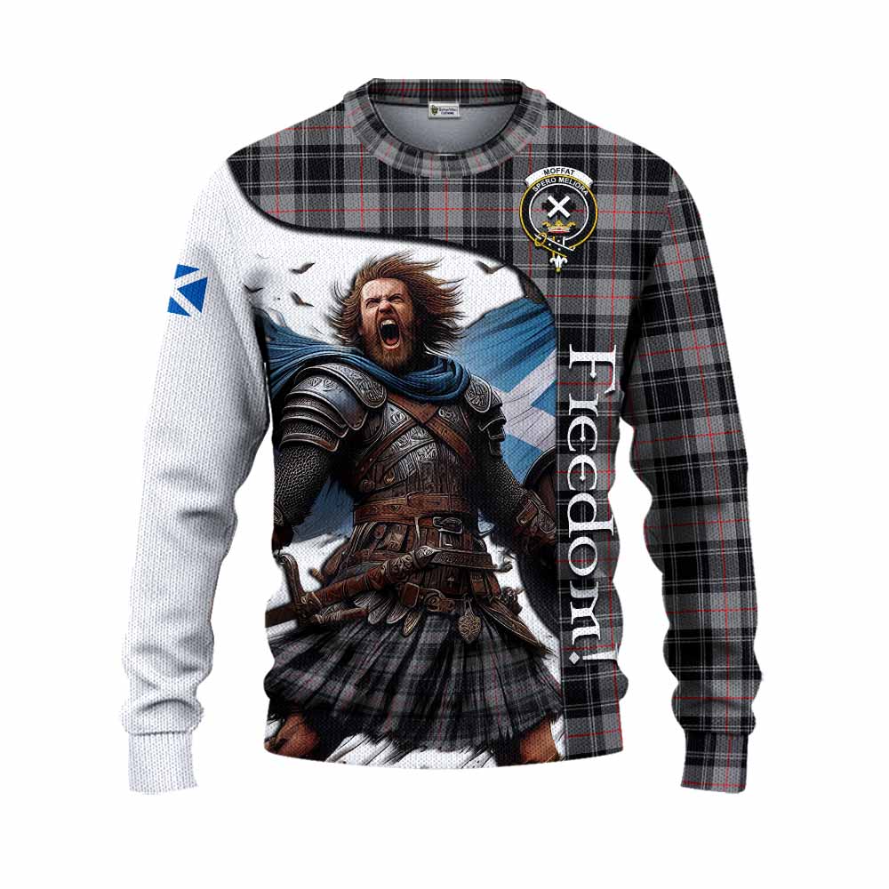 Tartan Vibes Clothing Moffat Crest Tartan Knitted Sweater Inspired by the Freedom of Scottish Warrior