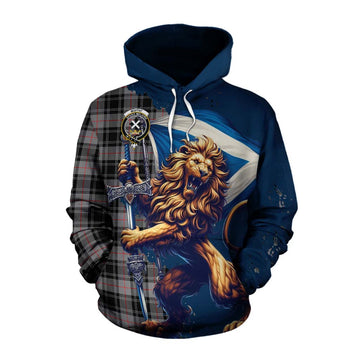 Tartan Vibes Clothing Moffat Tartan Family Crest Cotton Hoodie with Scottish Majestic Lion