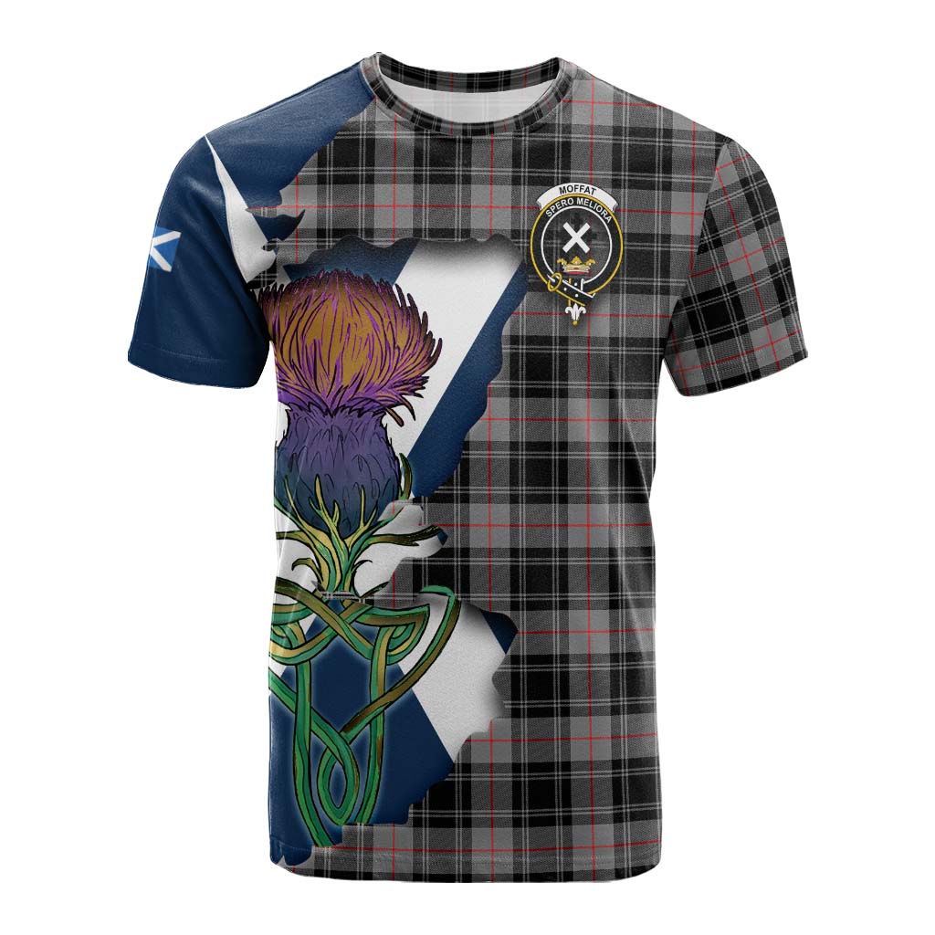 Tartan Vibes Clothing Moffat Tartan Family Crest Cotton T-shirt Scottish Thistle Celtic Inspired