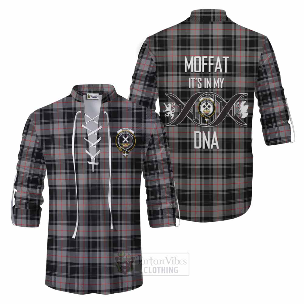 Tartan Vibes Clothing Moffat Tartan Ghillie Kilt Shirt with Family Crest DNA In Me Style