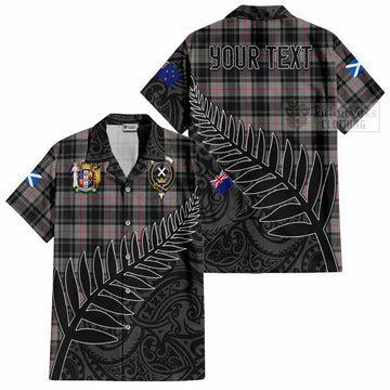 Moffat Crest Tartan Hawaiian Shirt with New Zealand Silver Fern Half Style