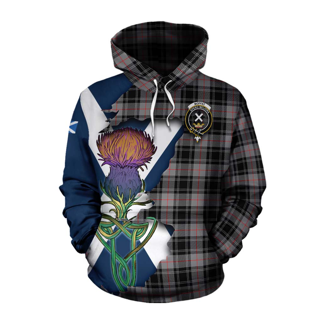 Tartan Vibes Clothing Moffat Tartan Family Crest Cotton Hoodie Scottish Thistle Celtic Inspired