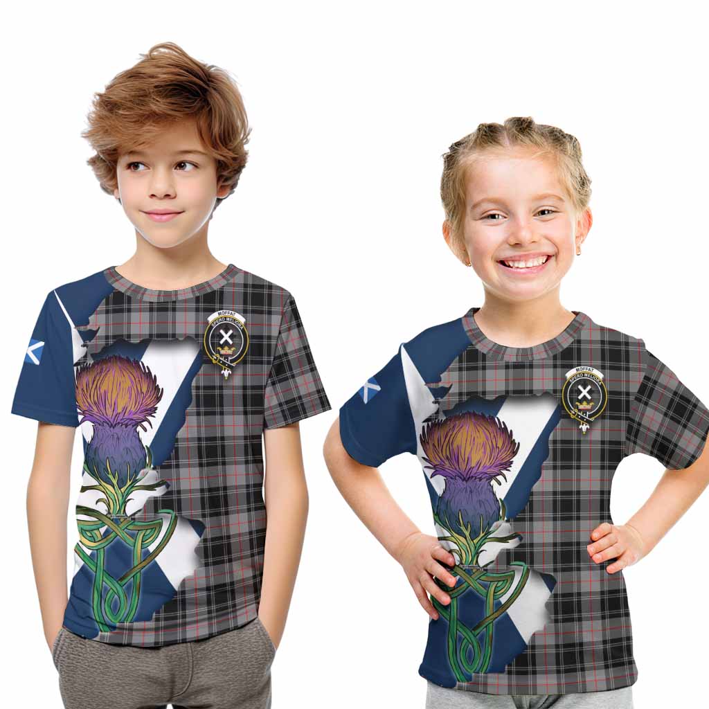 Tartan Vibes Clothing Moffat Tartan Family Crest Kid T-Shirt Scottish Thistle Celtic Inspired