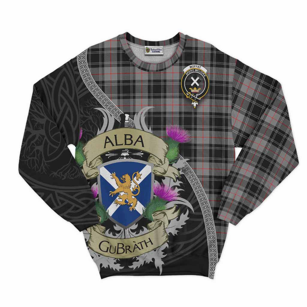 Tartan Vibes Clothing Moffat Tartan Family Crest Sweatshirt Lion Rampant Royal Thistle Shield Celtic Inspired