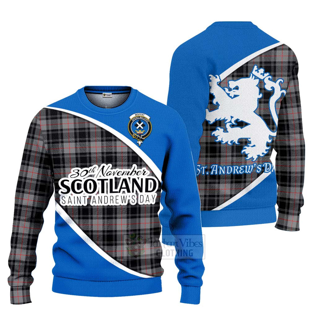 Tartan Vibes Clothing Moffat Family Crest Tartan Knitted Sweater Celebrate Saint Andrew's Day in Style