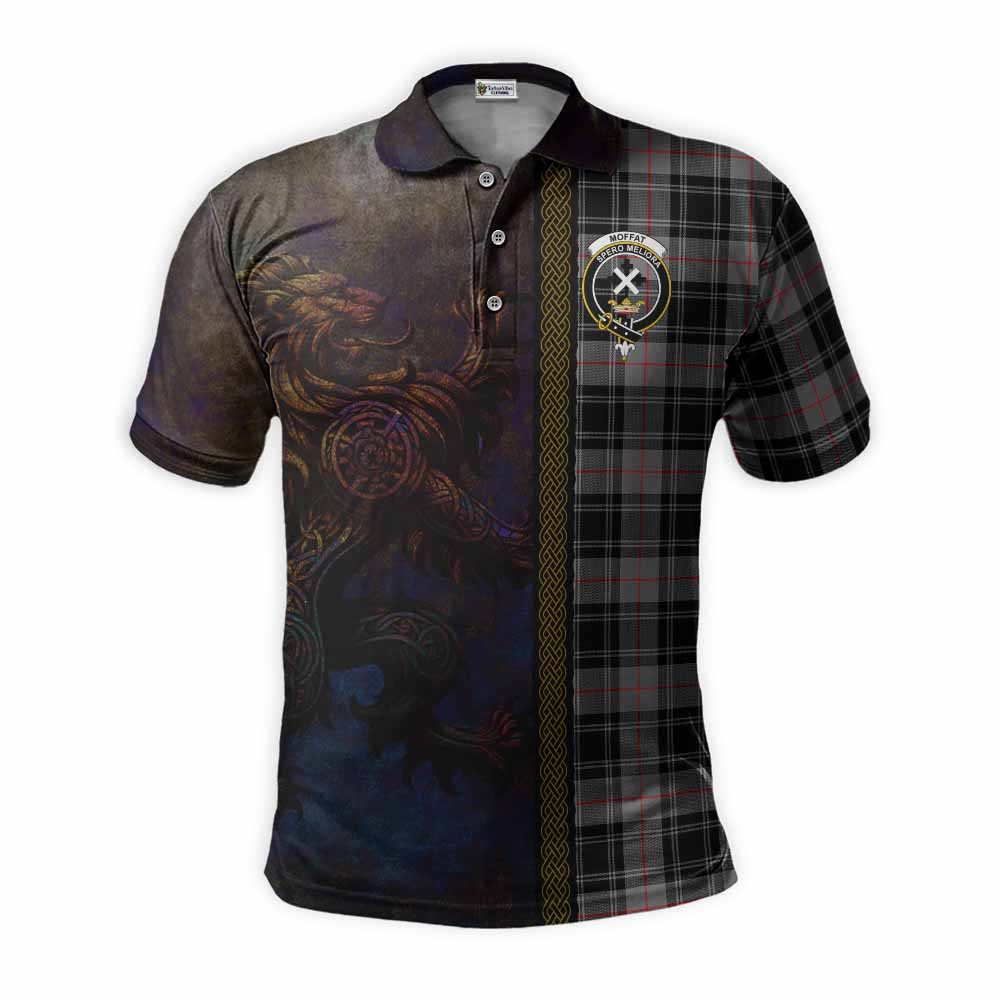 Tartan Vibes Clothing Moffat Tartan Family Crest Polo Shirt Alba Gu Brath Be Brave Lion Ancient Style