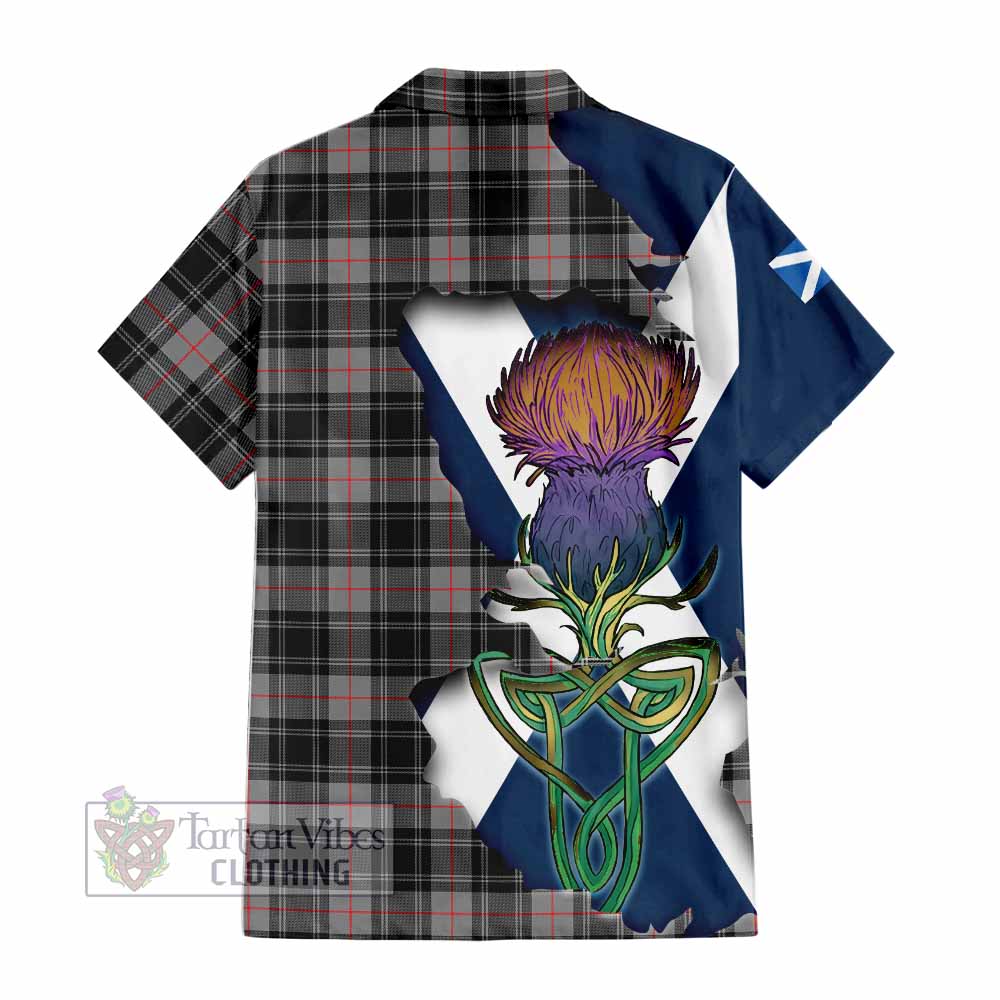 Tartan Vibes Clothing Moffat Tartan Family Crest Short Sleeve Button Shirt Scottish Thistle Celtic Inspired