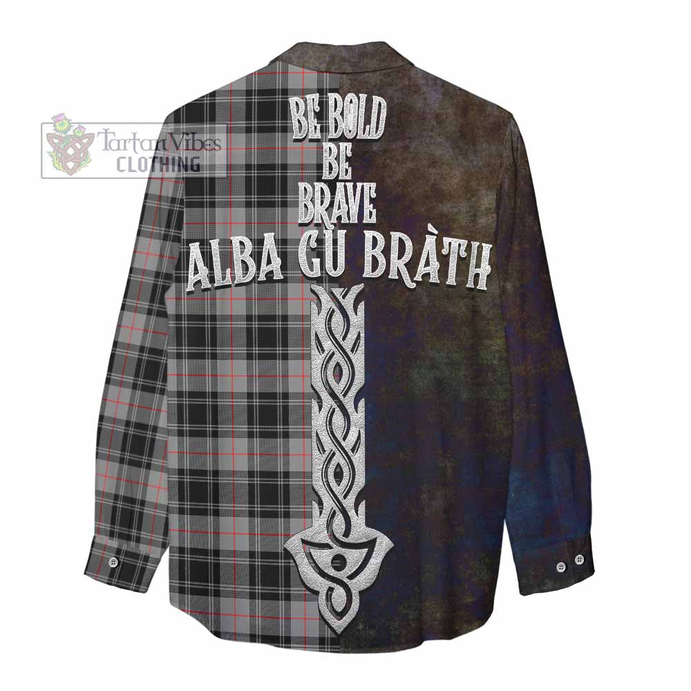Tartan Vibes Clothing Moffat Tartan Family Crest Women's Casual Shirt Alba Gu Brath Be Brave Lion Ancient Style