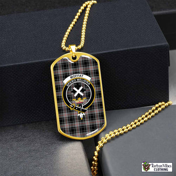 Tartan Vibes Clothing Moffat Tartan Dog Tag Necklace with Family Crest