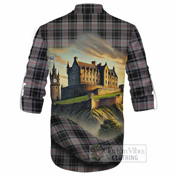 Moffat Tartan Family Crest Ghillie Kilt Shirt with Scottish Ancient Castle Style