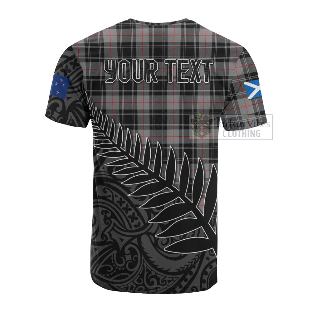 Tartan Vibes Clothing Moffat Crest Tartan Cotton T-shirt with New Zealand Silver Fern Half Style