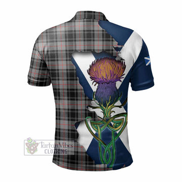 Moffat Tartan Family Crest Polo Shirt Scottish Thistle Celtic Inspired