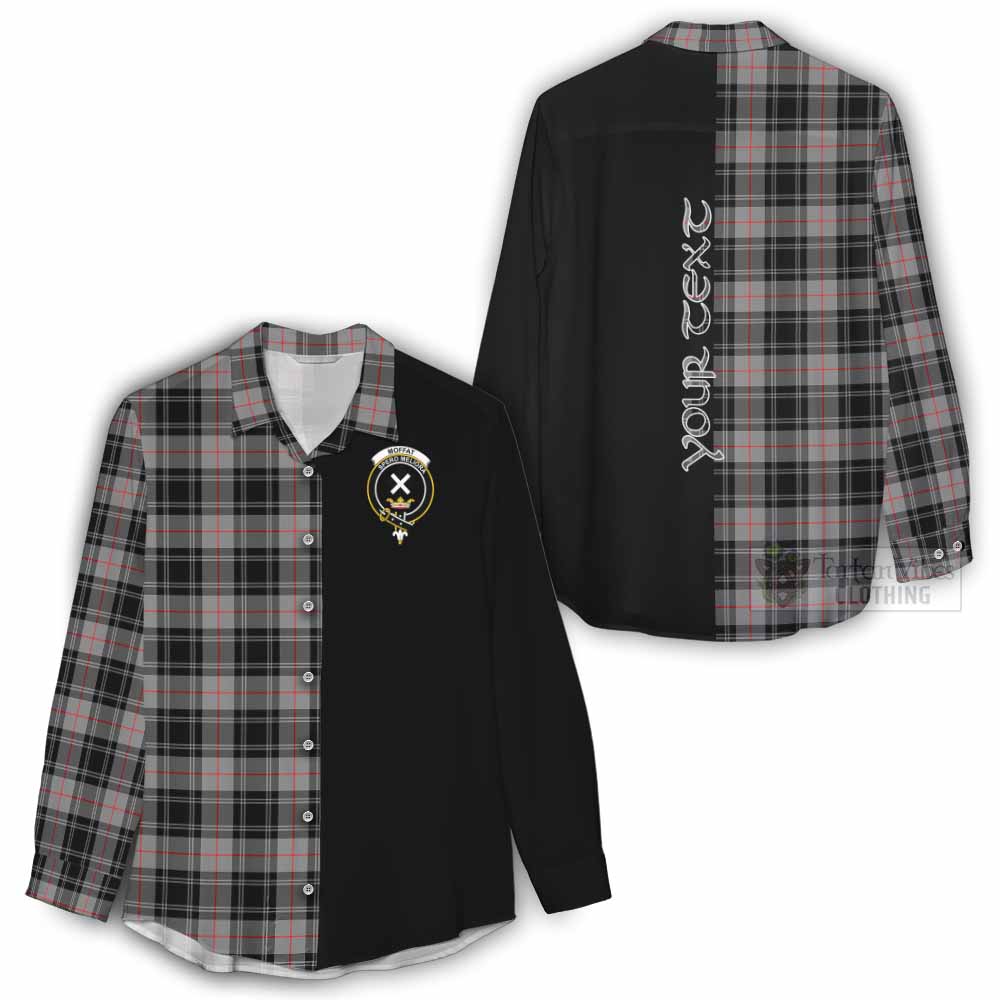Tartan Vibes Clothing Moffat Tartan Women's Casual Shirt with Family Crest and Half Of Me Style