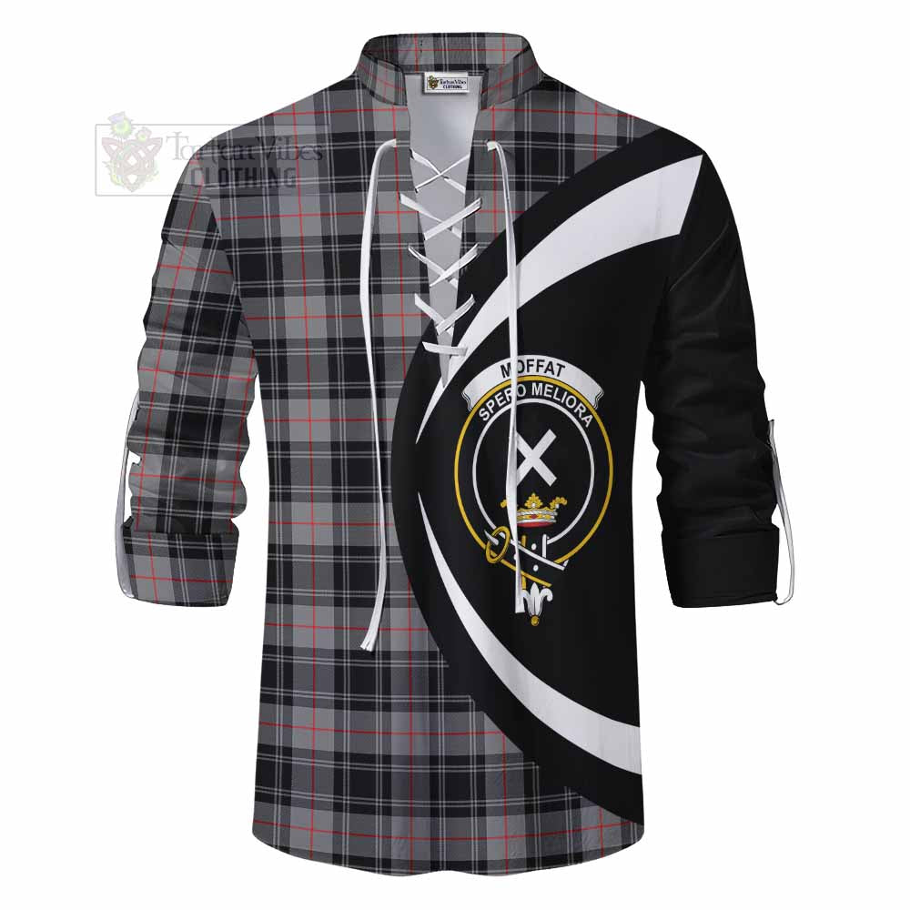Tartan Vibes Clothing Moffat Tartan Ghillie Kilt Shirt with Family Crest Circle Style