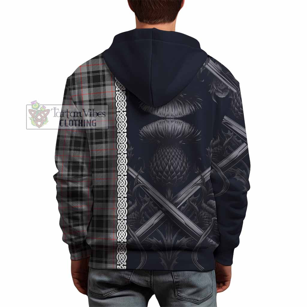 Tartan Vibes Clothing Moffat Tartan Hoodie with Family Crest Cross Sword Thistle Celtic Vibes