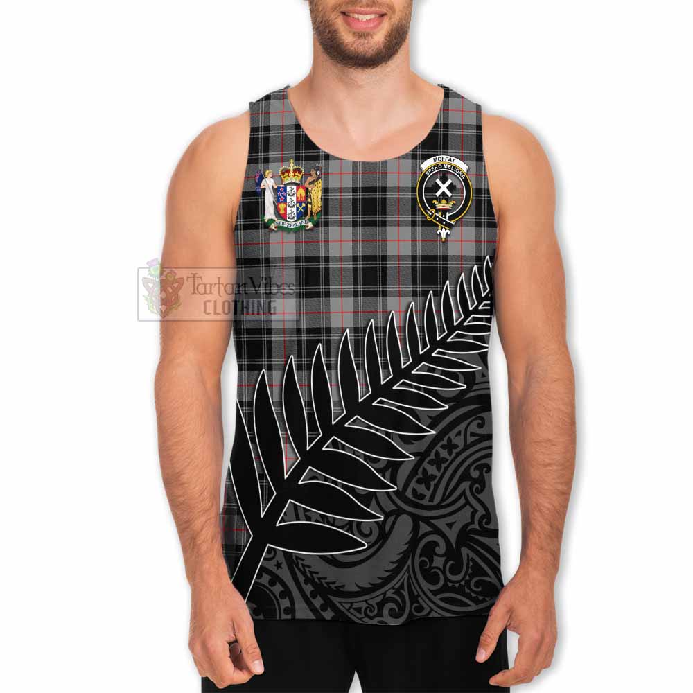 Tartan Vibes Clothing Moffat Crest Tartan Men's Tank Top with New Zealand Silver Fern Half Style
