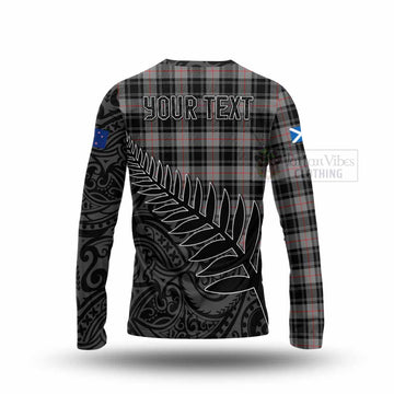 Tartan Vibes Clothing Moffat Crest Tartan Long Sleeve T-Shirt with New Zealand Silver Fern Half Style