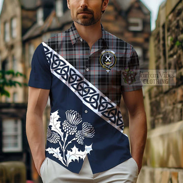 Moffat Tartan Hawaiian Shirt Featuring Thistle and Scotland Map