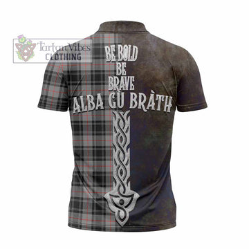 Moffat Tartan Family Crest Zipper Polo Shirt Alba Gu Brath Be Brave Lion Ancient Style