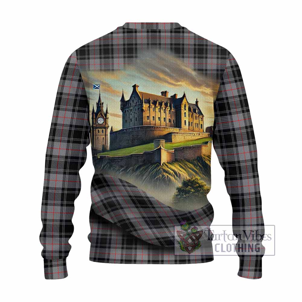 Tartan Vibes Clothing Moffat Tartan Family Crest Knitted Sweater with Scottish Ancient Castle Style