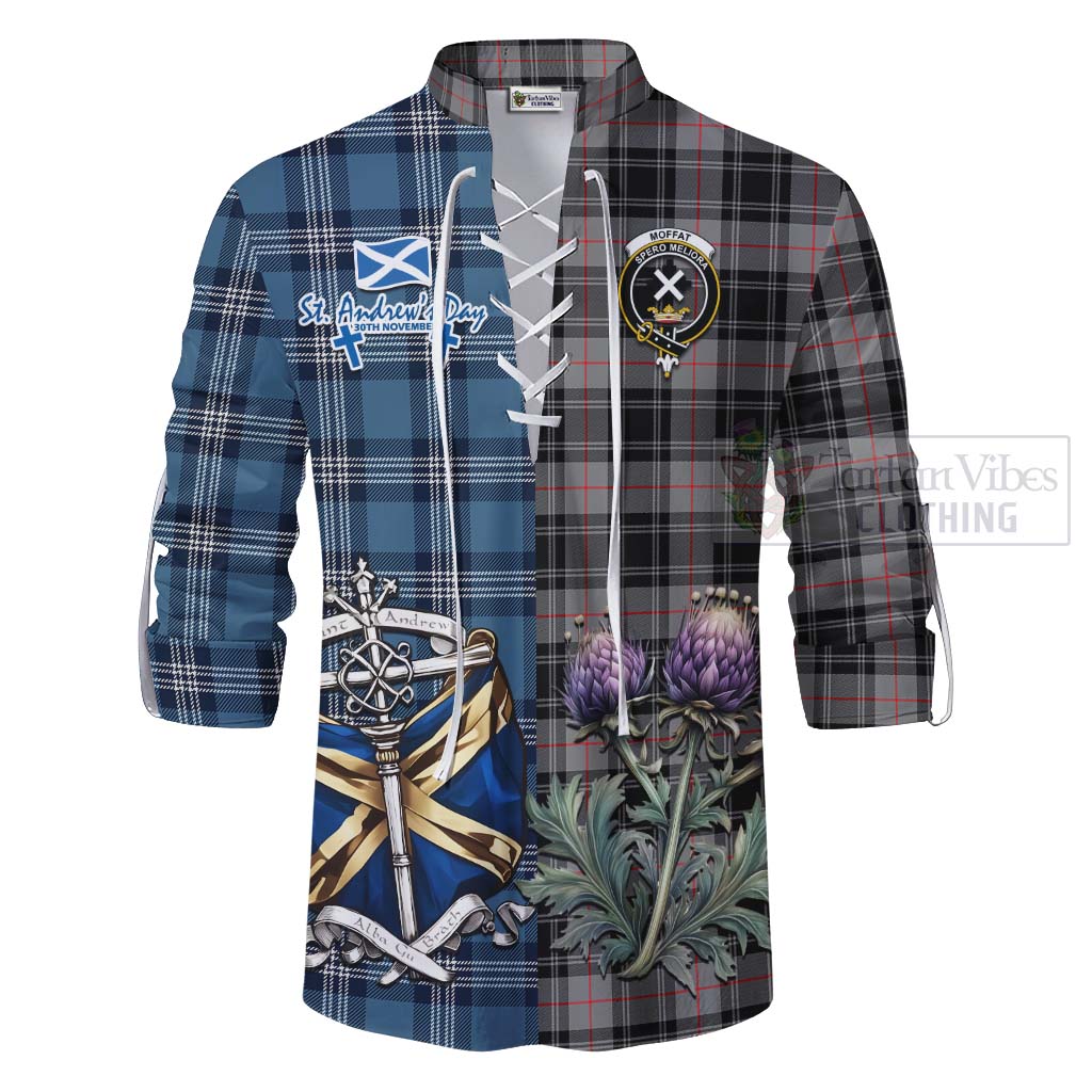 Tartan Vibes Clothing Moffat Tartan Ghillie Kilt Shirt Happy St. Andrew's Day Half Tartan Style