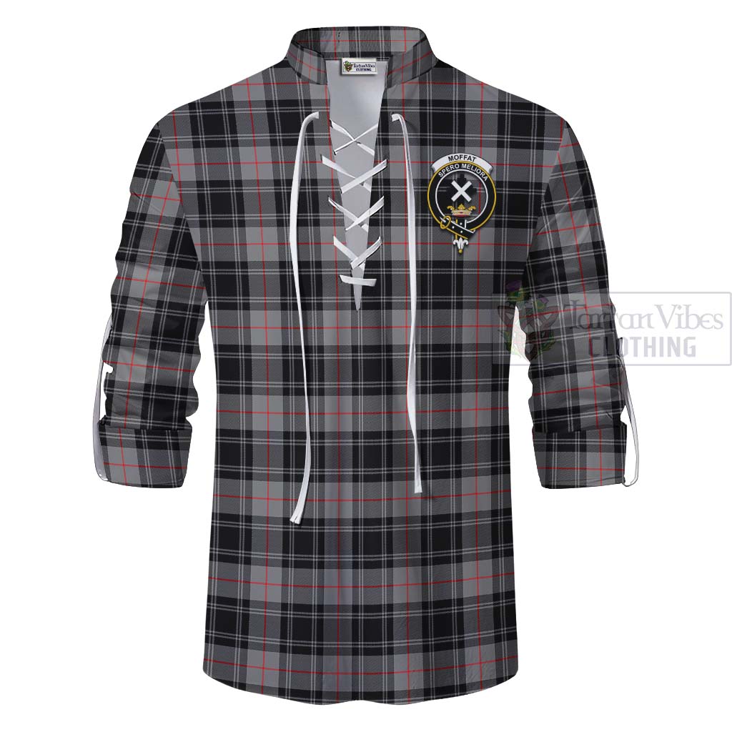 Tartan Vibes Clothing Moffat Tartan Ghillie Kilt Shirt with Family Crest Celtic Skull Style