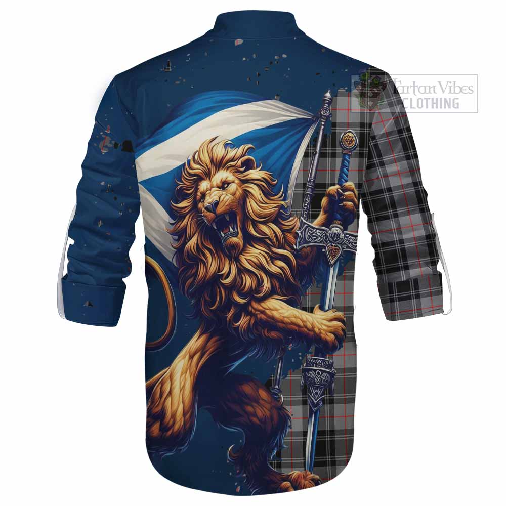 Tartan Vibes Clothing Moffat Tartan Family Crest Ghillie Kilt Shirt with Scottish Majestic Lion