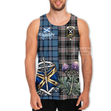 Tartan Vibes Clothing Moffat Tartan Men's Tank Top Happy St. Andrew's Day Half Tartan Style