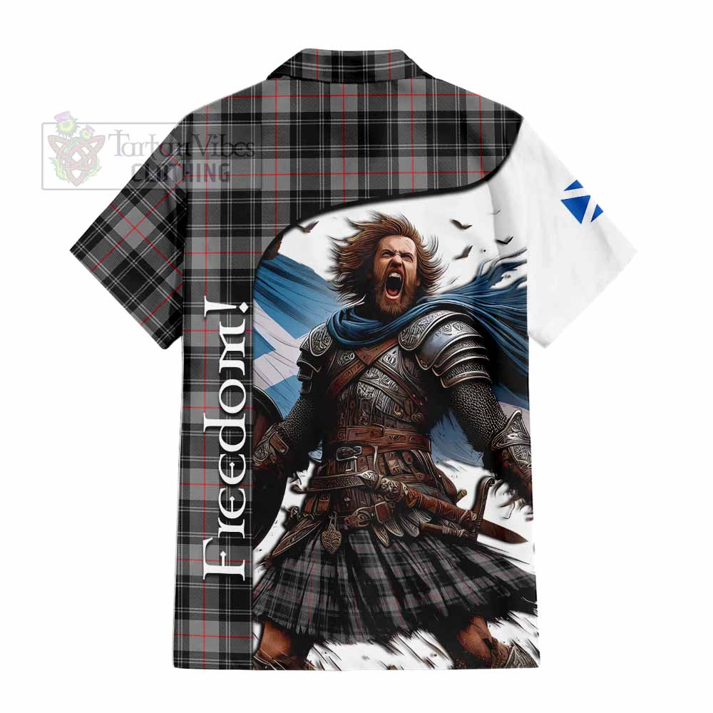Tartan Vibes Clothing Moffat Crest Tartan Short Sleeve Button Shirt Inspired by the Freedom of Scottish Warrior