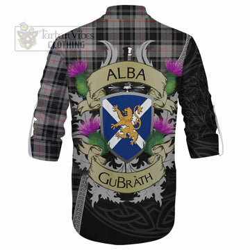 Moffat Tartan Family Crest Ghillie Kilt Shirt Lion Rampant Royal Thistle Shield Celtic Inspired
