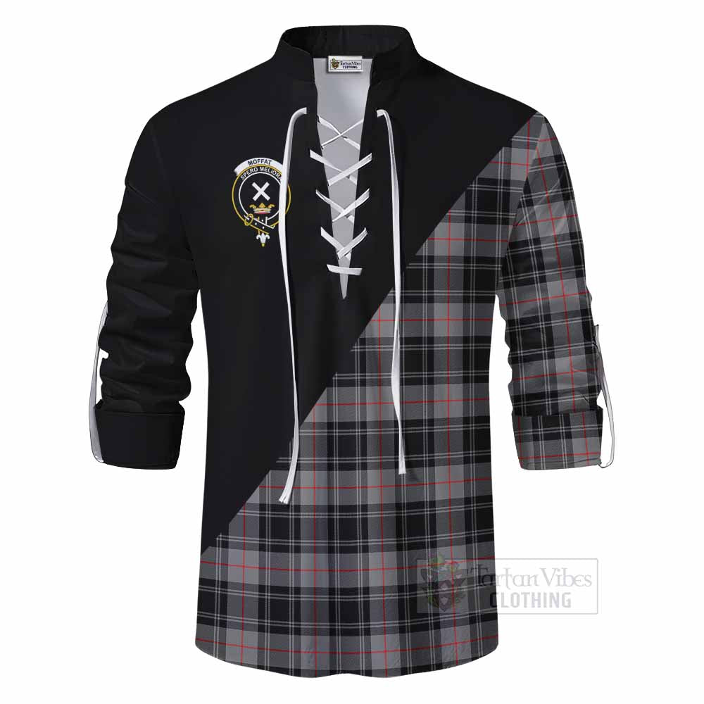 Tartan Vibes Clothing Moffat Tartan Ghillie Kilt Shirt with Family Crest and Military Logo Style