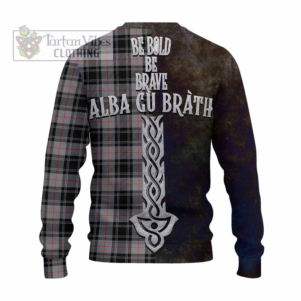 Tartan Vibes Clothing Moffat Tartan Family Crest Knitted Sweater Alba Gu Brath Be Brave Lion Ancient Style