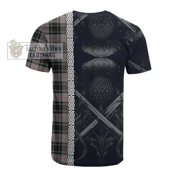 Tartan Vibes Clothing Moffat Tartan Cotton T-shirt with Family Crest Cross Sword Thistle Celtic Vibes