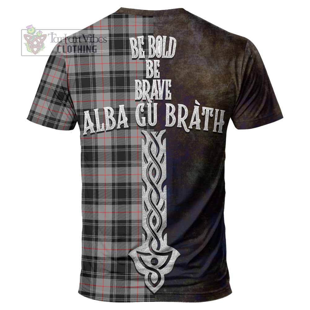 Tartan Vibes Clothing Moffat Tartan Family Crest T-Shirt Alba Gu Brath Be Brave Lion Ancient Style