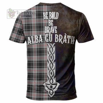Tartan Vibes Clothing Moffat Tartan Family Crest T-Shirt Alba Gu Brath Be Brave Lion Ancient Style