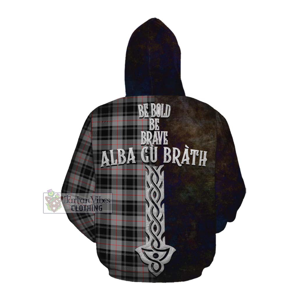 Tartan Vibes Clothing Moffat Tartan Family Crest Cotton Hoodie Alba Gu Brath Be Brave Lion Ancient Style