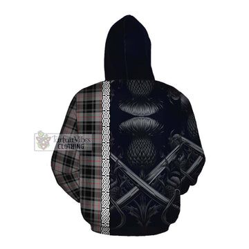 Tartan Vibes Clothing Moffat Tartan Cotton Hoodie with Family Crest Cross Sword Thistle Celtic Vibes