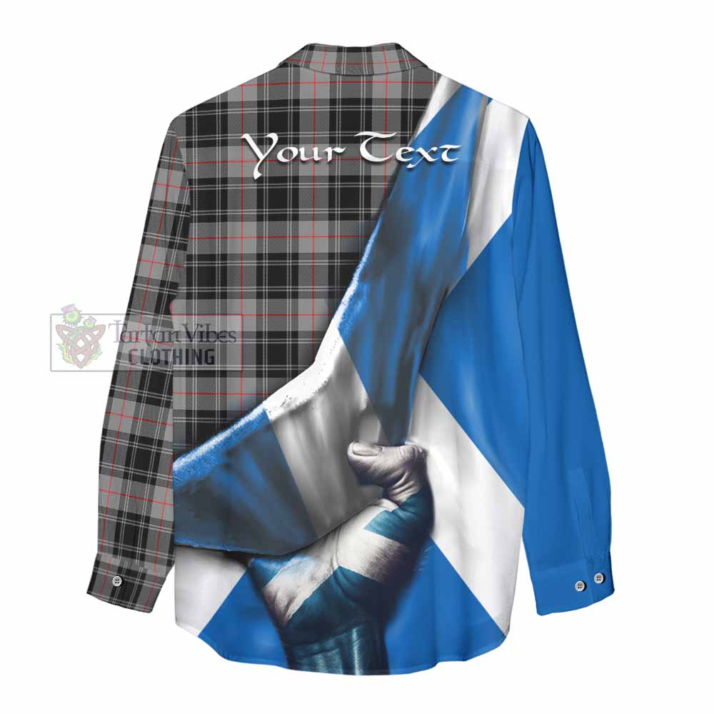 Tartan Vibes Clothing Moffat Tartan Women's Casual Shirt with Family Crest Scotland Patriotic Style