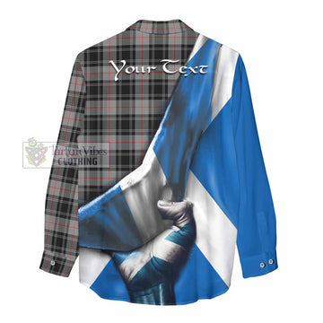 Tartan Vibes Clothing Moffat Tartan Women's Casual Shirt with Family Crest Scotland Patriotic Style