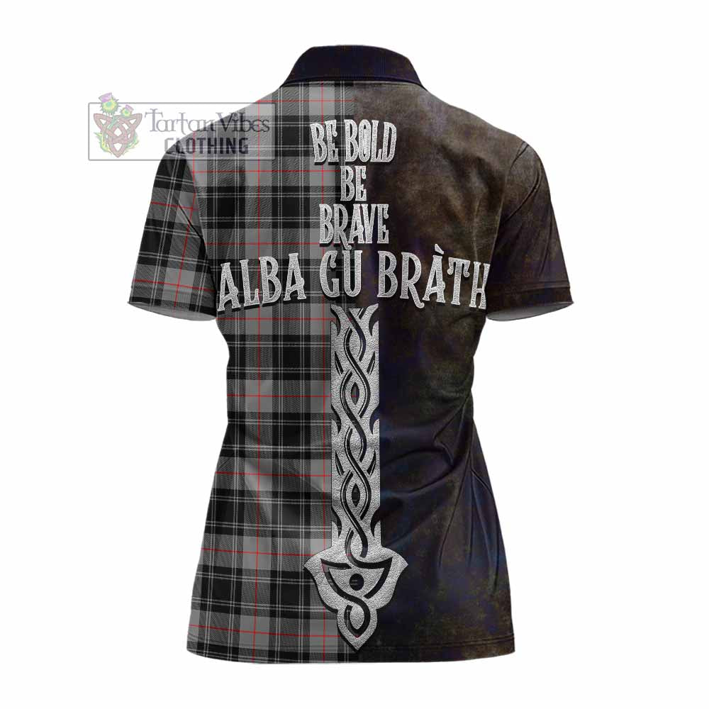 Tartan Vibes Clothing Moffat Tartan Family Crest Women's Polo Shirt Alba Gu Brath Be Brave Lion Ancient Style