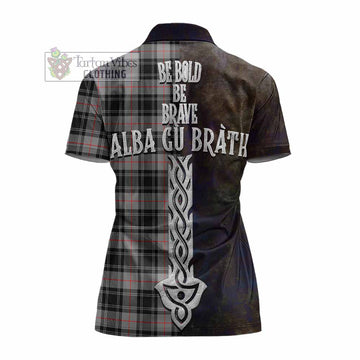 Moffat Tartan Family Crest Women's Polo Shirt Alba Gu Brath Be Brave Lion Ancient Style