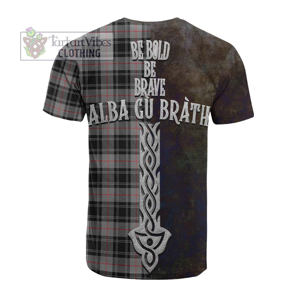 Tartan Vibes Clothing Moffat Tartan Family Crest Cotton T-shirt Alba Gu Brath Be Brave Lion Ancient Style