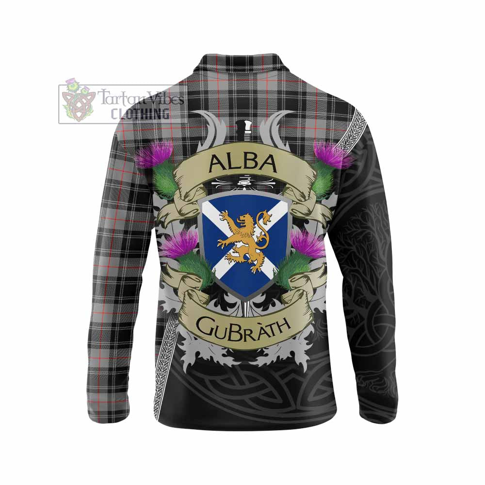 Tartan Vibes Clothing Moffat Tartan Family Crest Long Sleeve Polo Shirt Lion Rampant Royal Thistle Shield Celtic Inspired