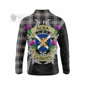 Moffat Tartan Family Crest Long Sleeve Polo Shirt Lion Rampant Royal Thistle Shield Celtic Inspired