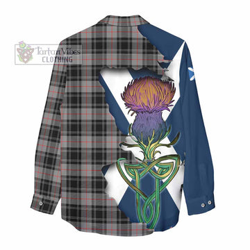 Tartan Vibes Clothing Moffat Tartan Family Crest Women's Casual Shirt Scottish Thistle Celtic Inspired