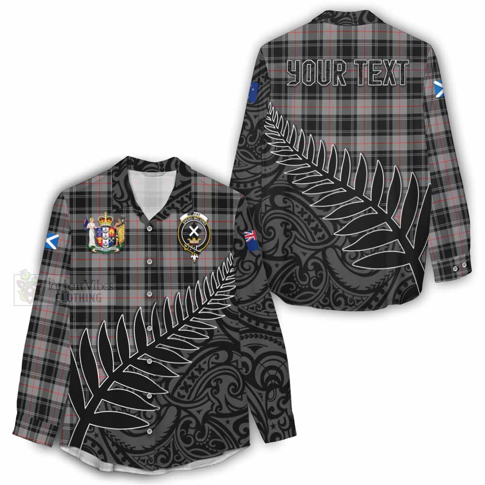 Tartan Vibes Clothing Moffat Crest Tartan Women's Casual Shirt with New Zealand Silver Fern Half Style