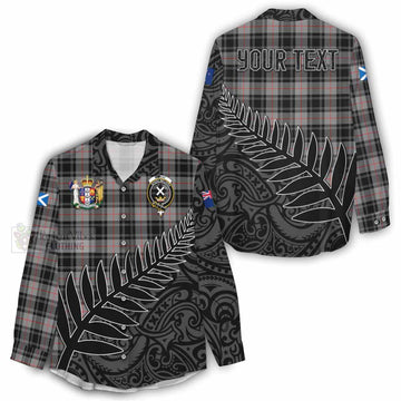 Tartan Vibes Clothing Moffat Crest Tartan Women's Casual Shirt with New Zealand Silver Fern Half Style