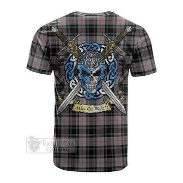 Tartan Vibes Clothing Moffat Tartan Cotton T-shirt with Family Crest Celtic Skull Style