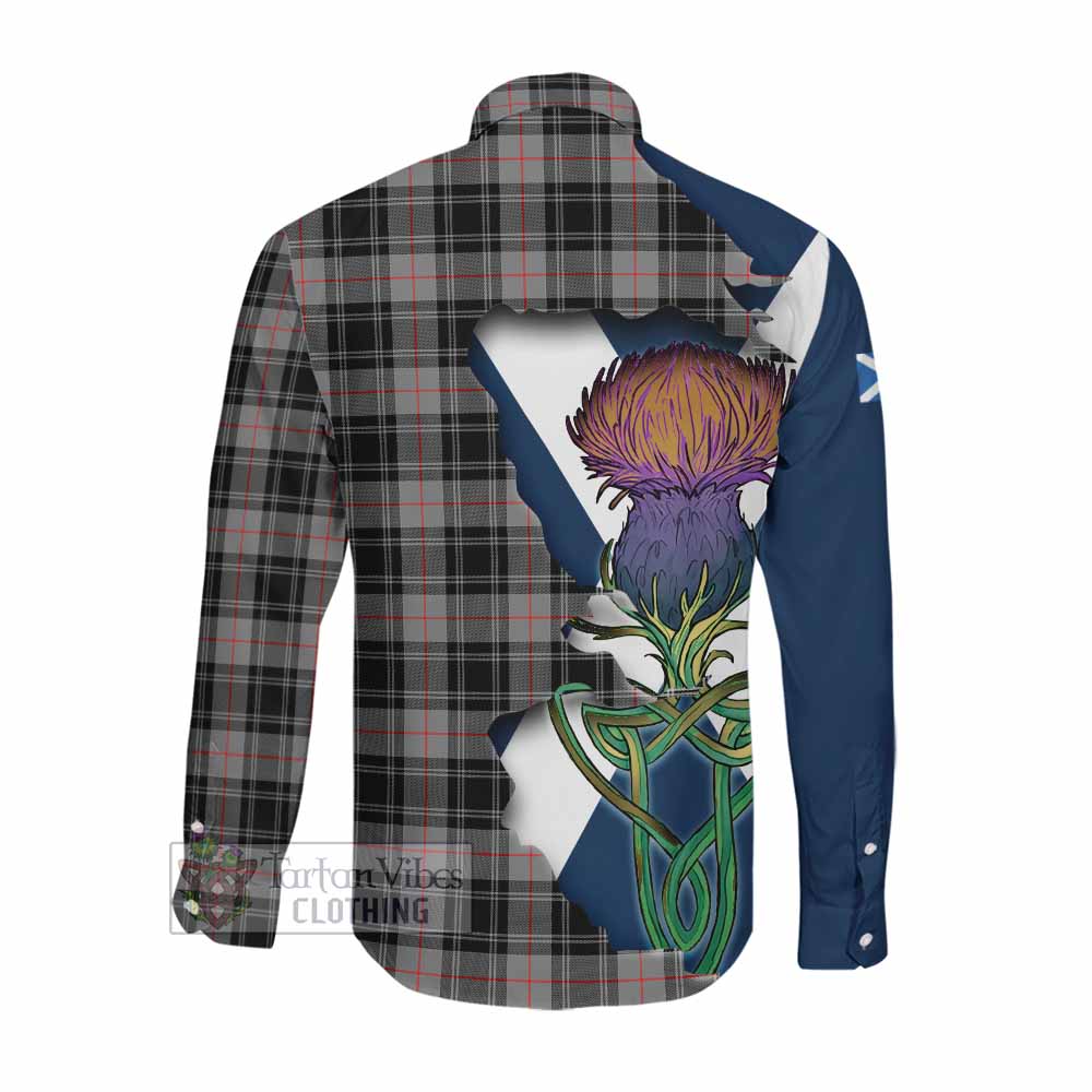 Tartan Vibes Clothing Moffat Tartan Family Crest Long Sleeve Button Shirt Scottish Thistle Celtic Inspired