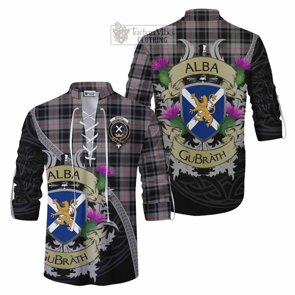Tartan Vibes Clothing Moffat Tartan Family Crest Ghillie Kilt Shirt Lion Rampant Royal Thistle Shield Celtic Inspired